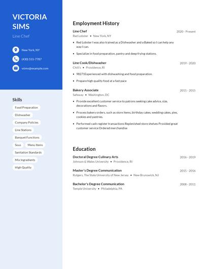 Line Chef Resume
