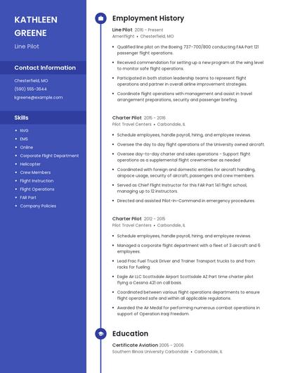 Line Pilot Resume