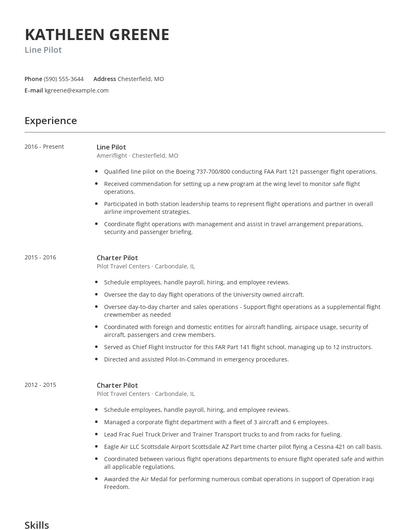 Line Pilot Resume