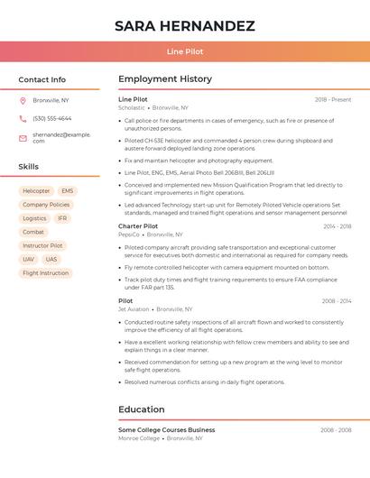 Line Pilot Resume