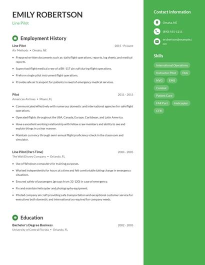 Line Pilot Resume