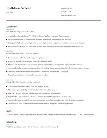 Line Pilot Resume