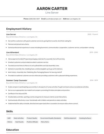 Line Server Resume
