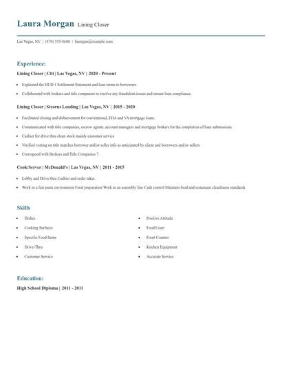 Lining Closer Resume