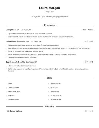 Lining Closer Resume