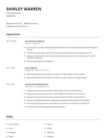 Linux Systems Engineer Resume