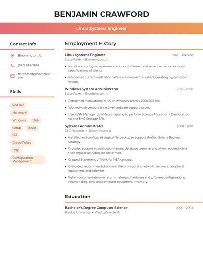 Linux Systems Engineer Resume