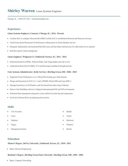 Linux Systems Engineer Resume