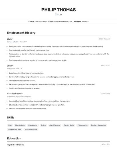 Lister Resume