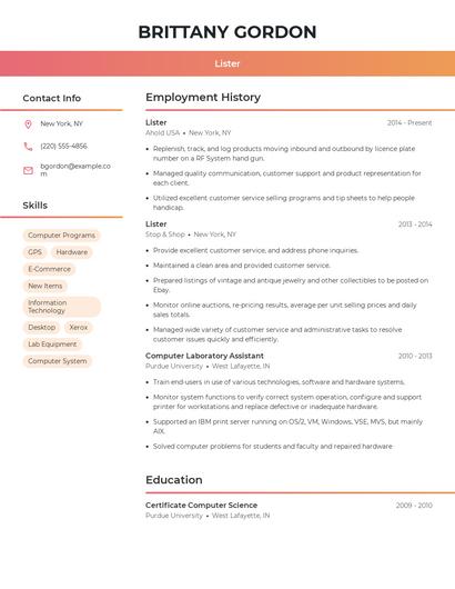 Lister Resume