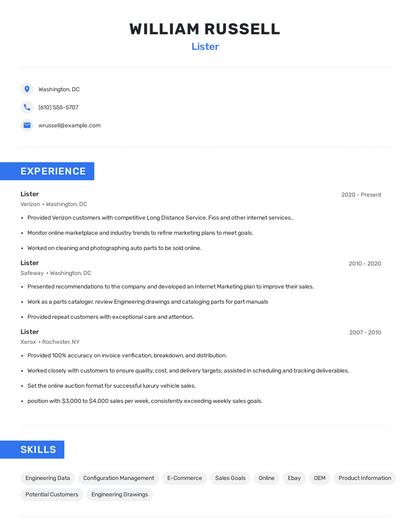 Lister Resume