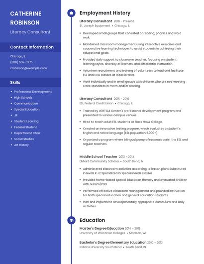Literacy Consultant Resume