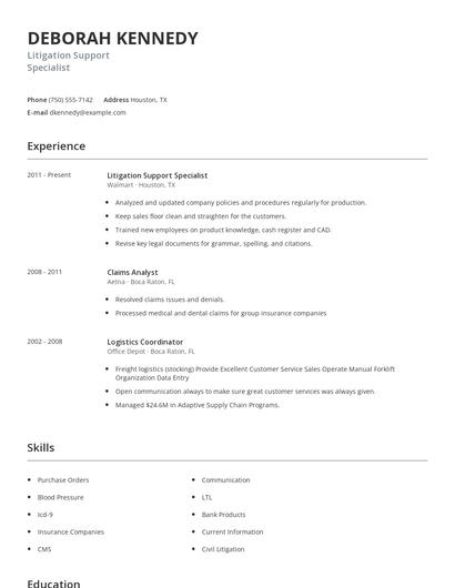 Litigation Support Specialist Resume