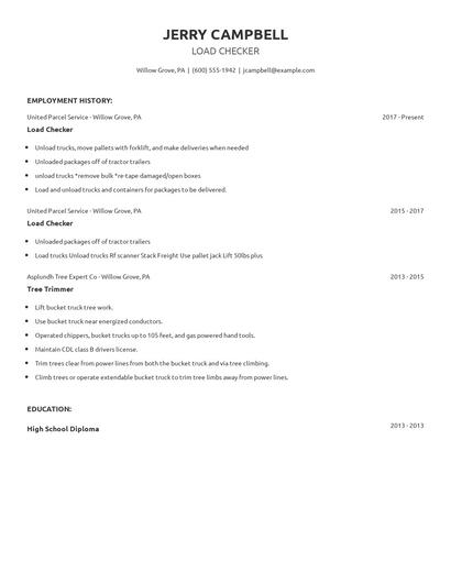 Load Checker Resume