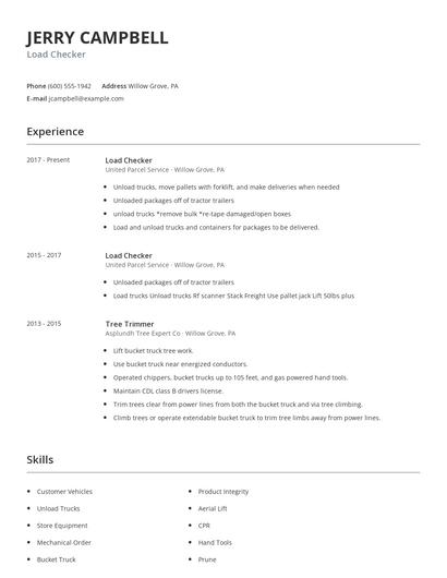 Load Checker Resume
