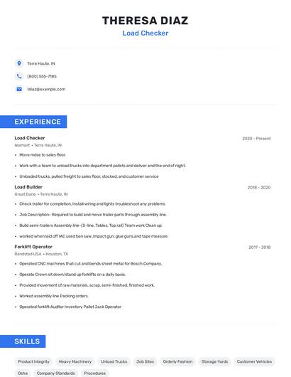 Load Checker Resume