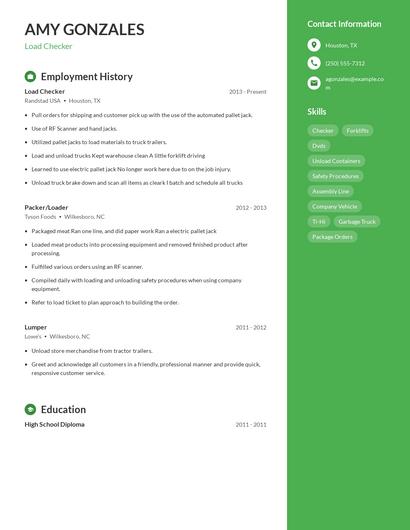 Load Checker Resume
