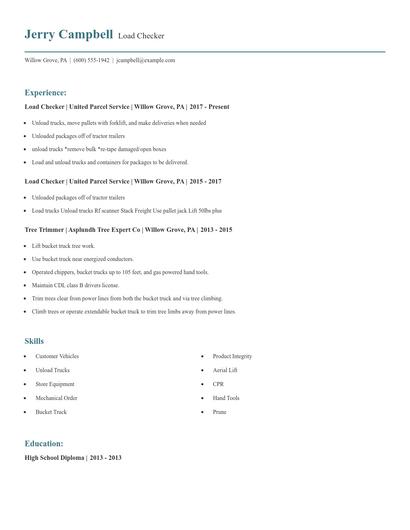 Load Checker Resume