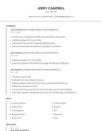 Load Checker Resume