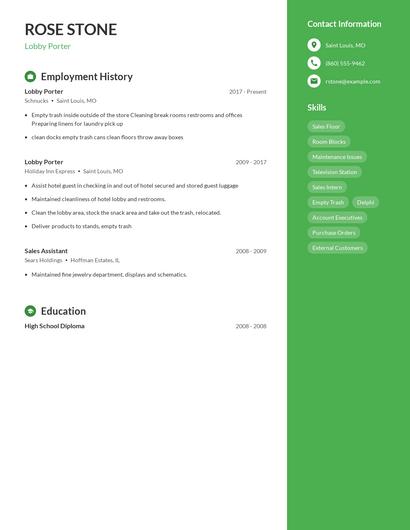 Lobby Porter Resume