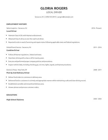 Local Driver Resume