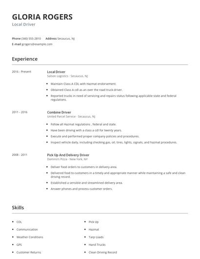 Local Driver Resume