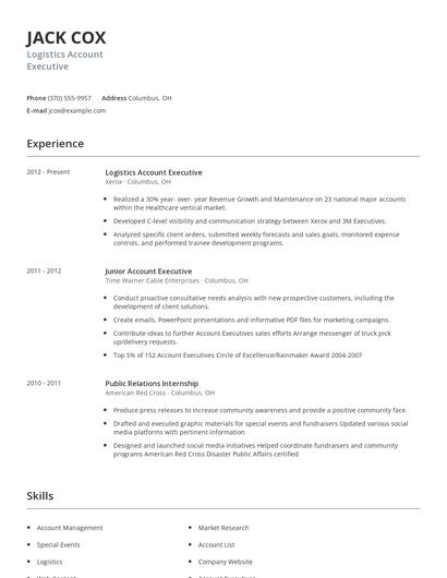 Logistics Account Executive Resume