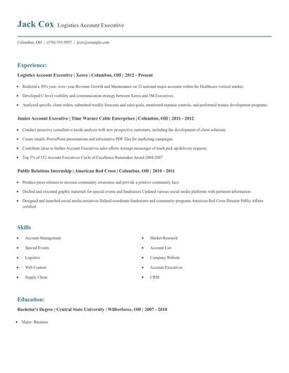 Logistics Account Executive Resume