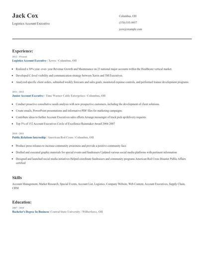 Logistics Account Executive Resume