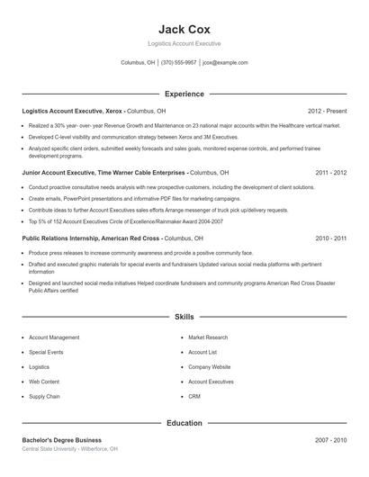 Logistics Account Executive Resume