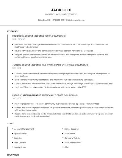 Logistics Account Executive Resume