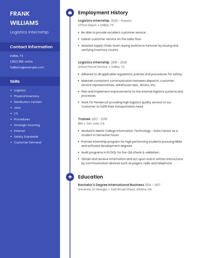Logistics Internship Resume