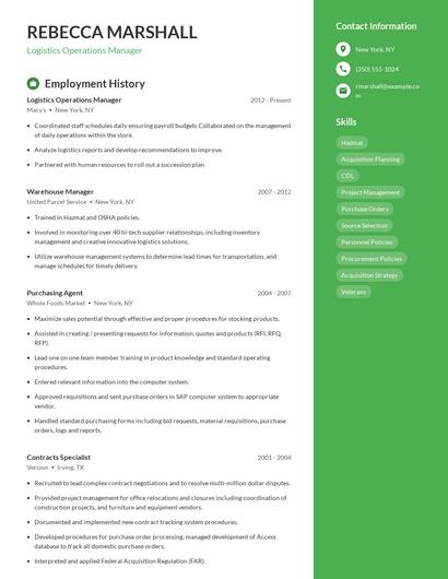 Logistics Operations Manager Resume