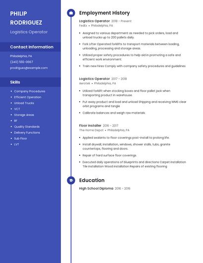 Logistics Operator Resume