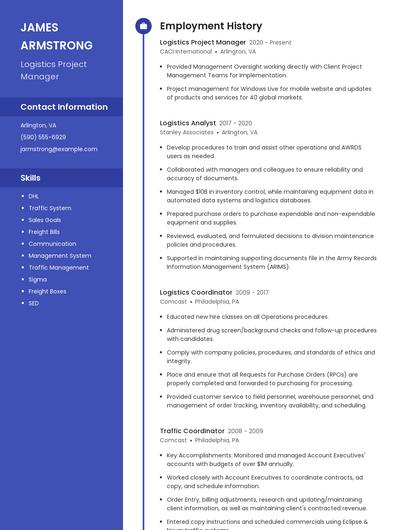 Logistics Project Manager Resume