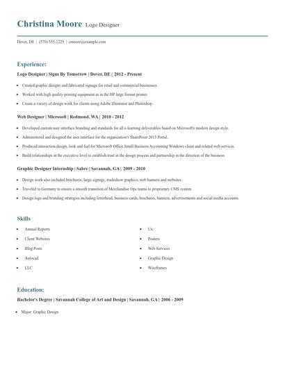 Logo Designer Resume