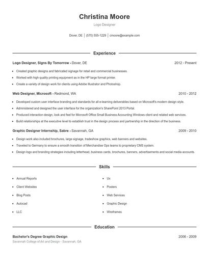 Logo Designer Resume