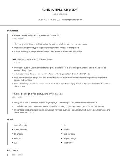 Logo Designer Resume