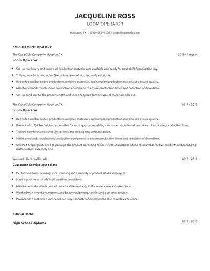 Loom Operator Resume