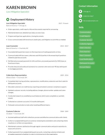 Loss Mitigation Specialist Resume