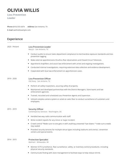 Loss Prevention Leader Resume