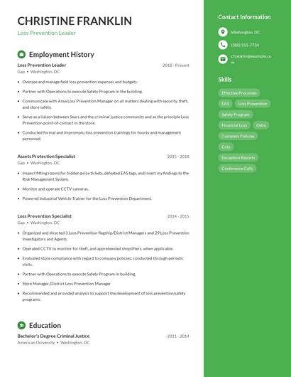 Loss Prevention Leader Resume