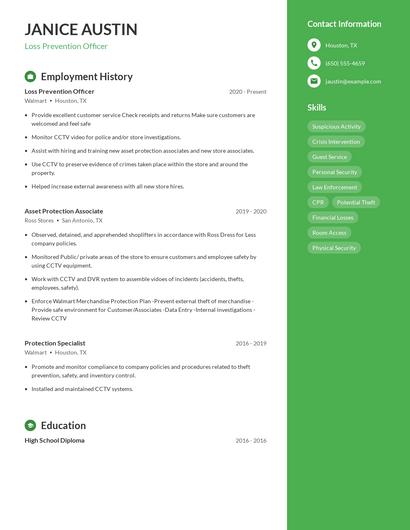Loss Prevention Officer Resume