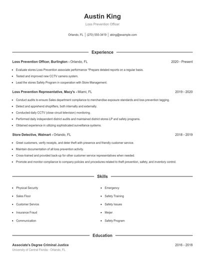Loss Prevention Officer Resume