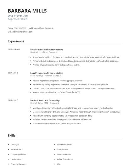 Loss Prevention Representative Resume