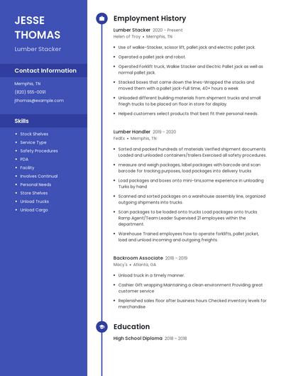 Lumber Stacker Resume