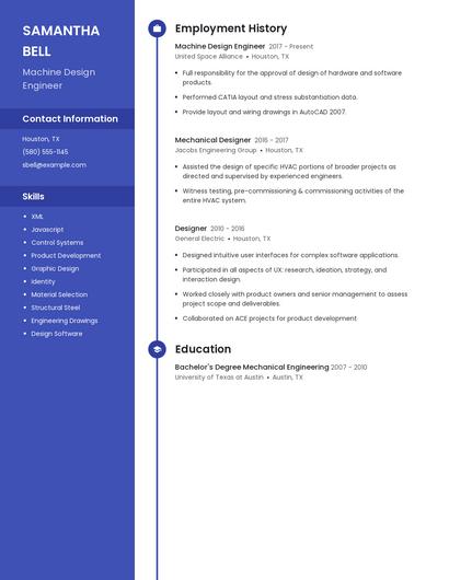 Machine Design Engineer Resume