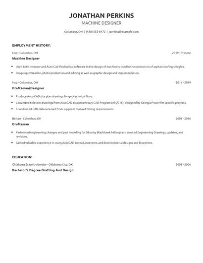 Machine Designer Resume