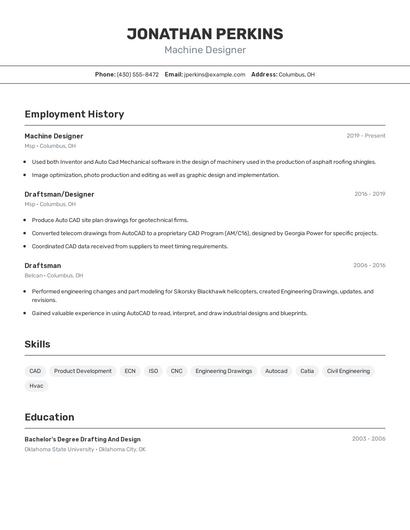 Machine Designer Resume