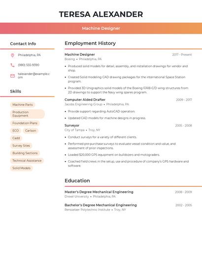 Machine Designer Resume